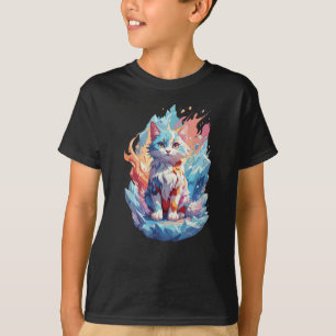 Cute Crystal Fantasy Cat Design T-Shirt