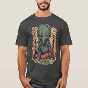 Cute Cthulhu in Pumpkin Patch Vintage Style Tee