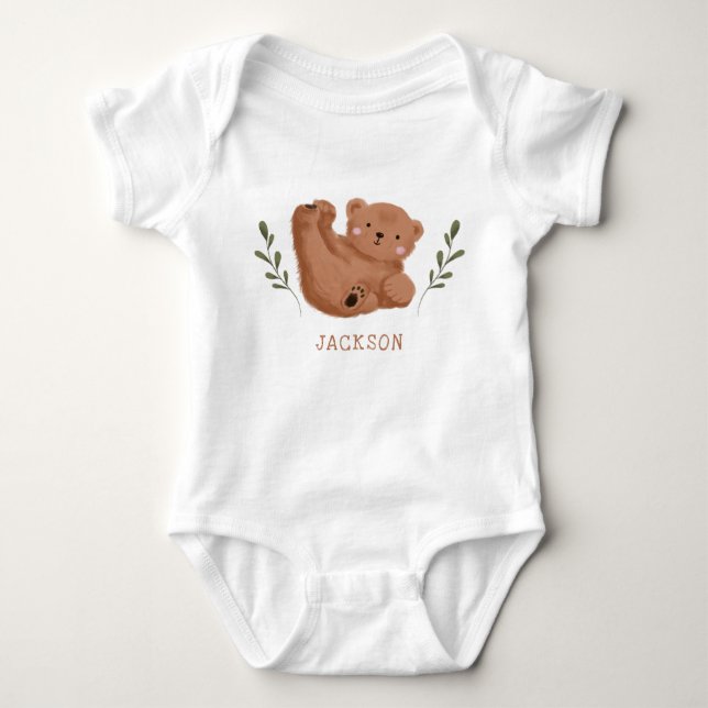 Cute Cub Baby Bear Baby Bodysuit (Front)