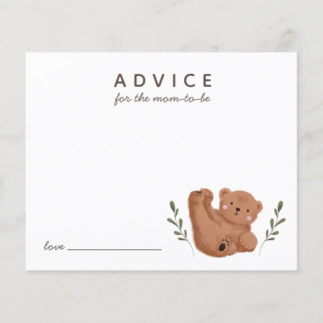 Cute Cub Bear Advice for Mommy Card (Front)