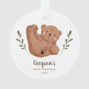 Cute Cub Bear Baby's First Christmas Ornament