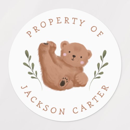 Cute Cub Bear Custom Kids Labels