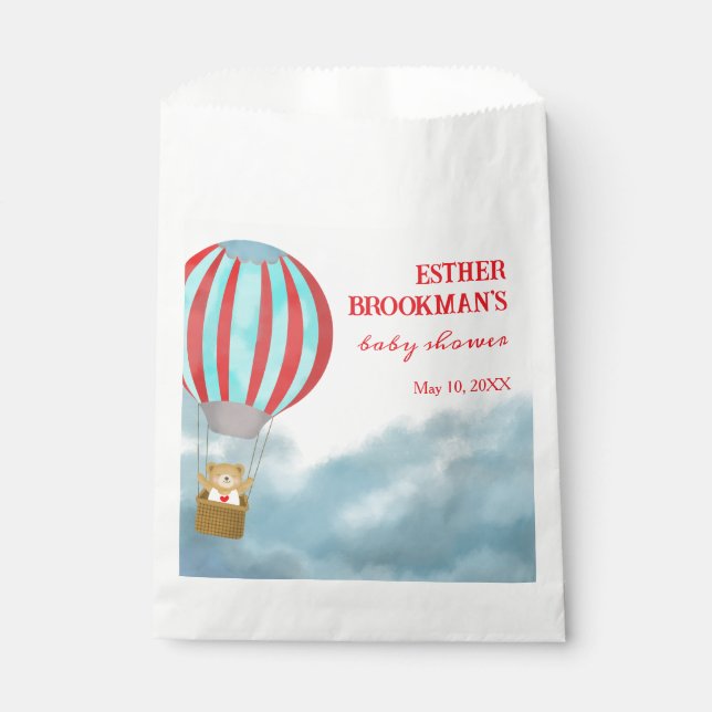 Cute Cub Over the Clouds Baby Shower Favor Bag (Front)