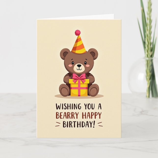 Cute Cub Pompom Hat Card (Front)