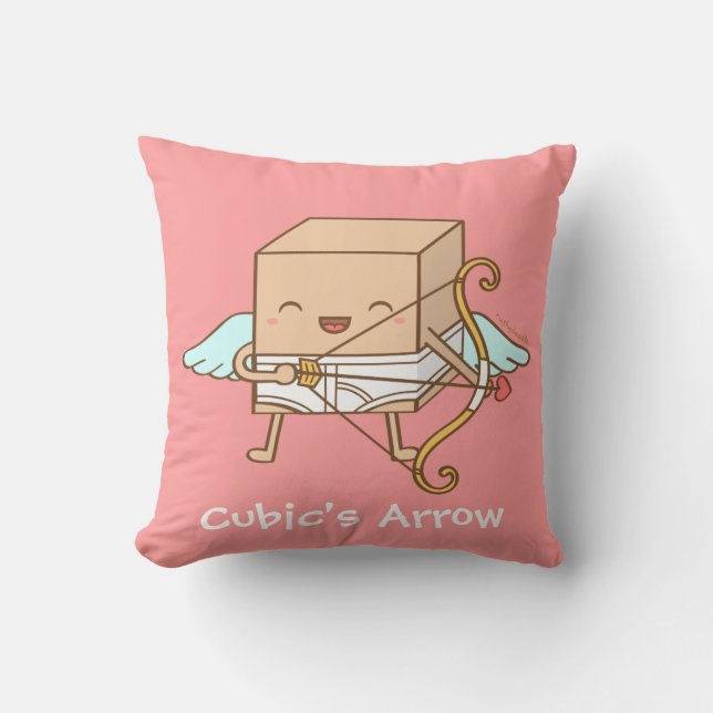 Cute Cubic Cupid Arrow Funny Pun Room Decor Throw Pillow (Front)