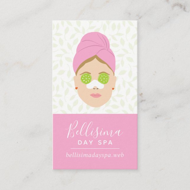 Cute Cucumber Eyes Spa Lady Business Card (Front)