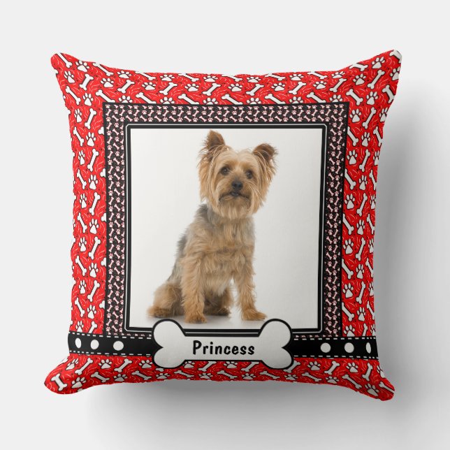 Cute Cuddle Pup Dog's Portrait Christmas Pillow (Front)