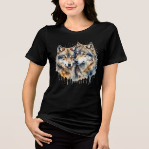Cute Cuddling Wolves Best Friends Forever, BFF, Tri-Blend Shirt