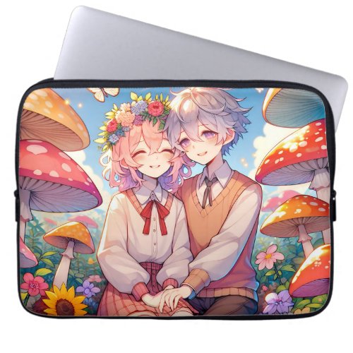 Cute Cuddly Anime Couple Laptop Sleeve