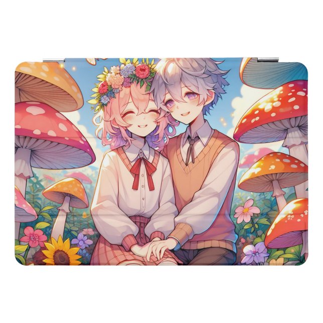 Cute Cuddly Anime Couple Whimsical Romantic iPad Pro Cover (Horizontal)