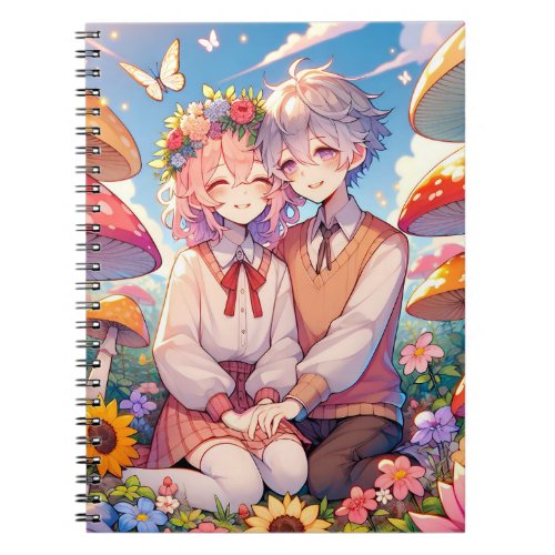Cute Cuddly Anime Couple Whimsical Romantic Notebook