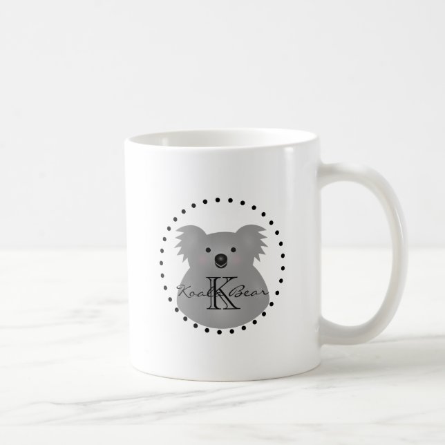 Cute Cuddly Australia Baby Koala Bear Monogram Coffee Mug (Right)
