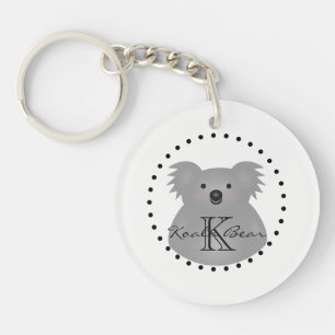 Cute Cuddly Australia Baby Koala Bear Monogram Keychain