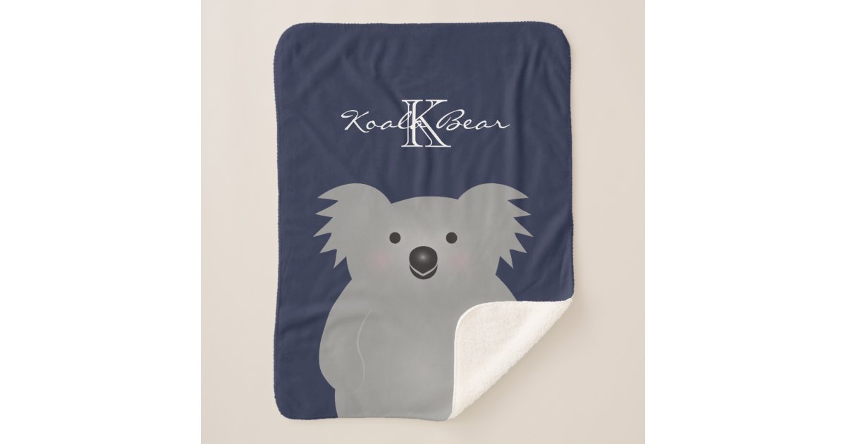 Cute Cuddly Australia Baby Koala Bear Monogram Sherpa Blanket Zazzle