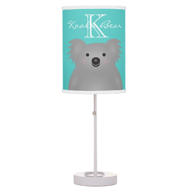 Cute Cuddly Australia Baby Koala Bear Monogram Table Lamp (Front)