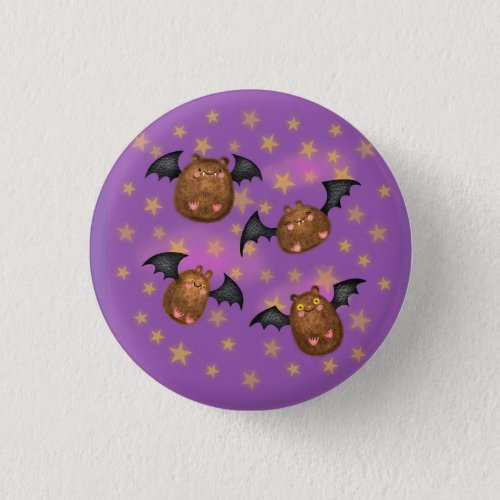 Cute cuddly bat round badge button