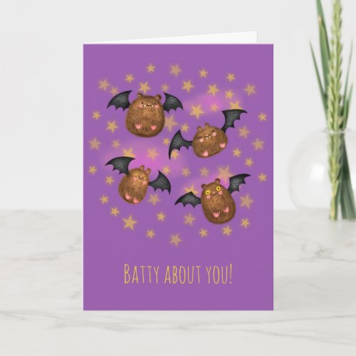 Cute cuddly bats Valentines card