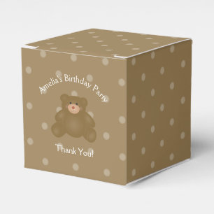Cute Cuddly Brown Baby Teddy Bear Birthday Party Favor Boxes