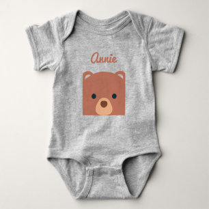 Cute Cuddly Brown Bear Custom Name   Bodysuit