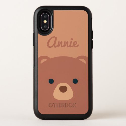 Cute Cuddly Brown Bear Custom Name  iPhone X Case