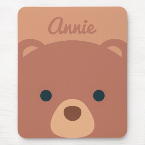 Cute Cuddly Brown Bear Custom Name  Mouse Pad