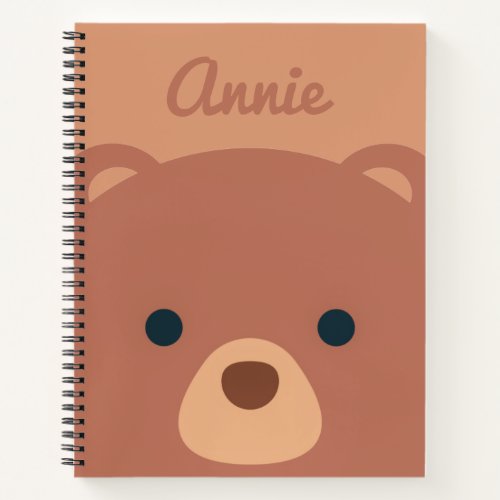 Cute Cuddly Brown Bear Custom Name  Notebook