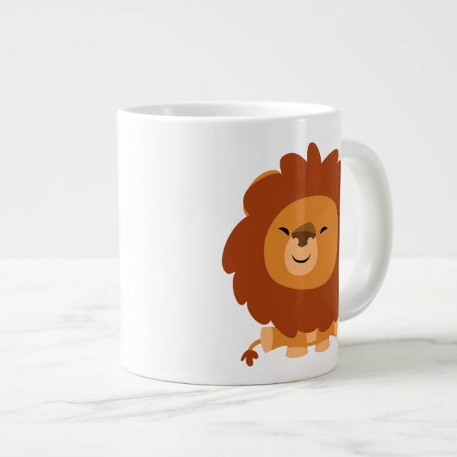 Cute Cuddly Cartoon Lion Jumbo Mug (Front Right)