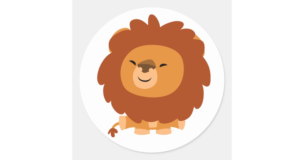 Cute Cuddly Cartoon Lion Sticker | Zazzle