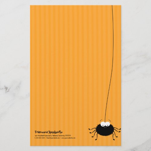 Cute Cuddly Cartoon Spider Halloween Stationery