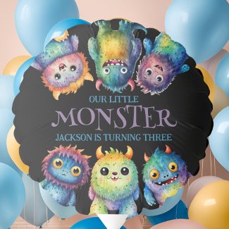 Cute Cuddly Colorful Little Monsters Kids Birthday