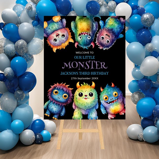 Cute Cuddly Colorful Little Monsters Kids Birthday Foam Board (Creator Uploaded)