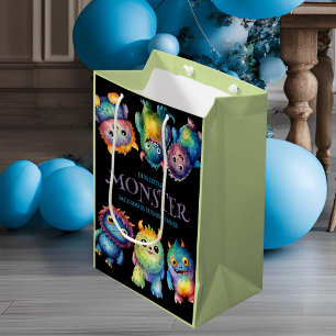 Cute Cuddly Colorful Little Monsters Kids Birthday Medium Gift Bag