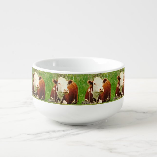 Cute Cuddly Cow Brown Green 4Darla Soup Mug (Front)