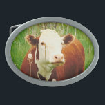 Cute Cuddly Cow Brown Green Oval Belt Buckle<br><div class="desc">You will love our adorable Cow Design! Makes a great gift!</div>