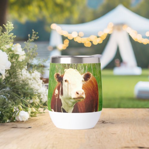 Cute Cuddly Cow Friend 4Jeremy Thermal Wine Tumbler