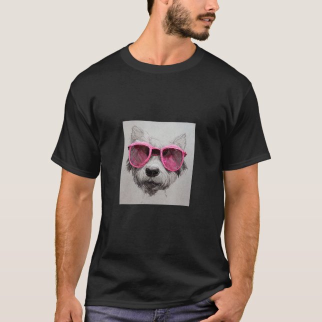 CUTE CUDDLY DOG WEARING PINK SUNGLASSES ORIGINAL A T-Shirt (Front)
