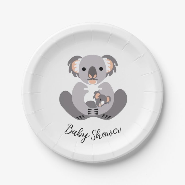 Cute cuddly KOALA - Baby shower  - Party Paper Plates (Front)