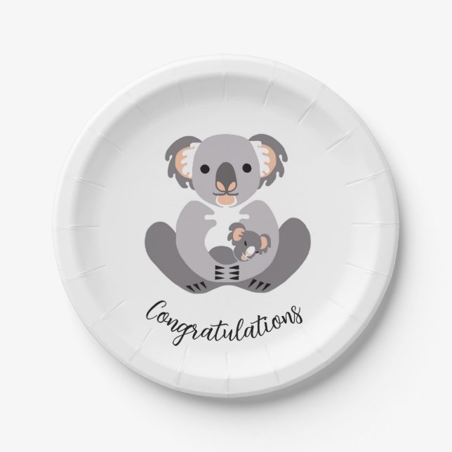 Cute cuddly KOALA - Congratulations  - Party Paper Plates (Front)