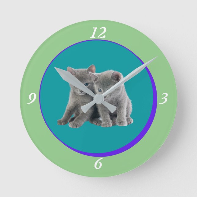 Cute Cuddly Little Kittens Best Friends Round Clock (Front)