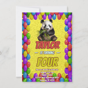 Cute Cuddly Panda Bear Themed Birthday Invite