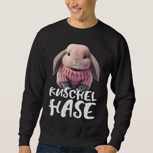 Cute cuddly rabbit winter rabbit skiing sweatshirt (Front)