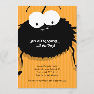 Cute Cuddly Spider Halloween Party Invitation