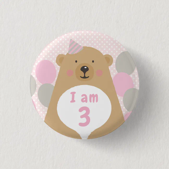 cute cuddly teddy bear birthday age badge button zazzle com