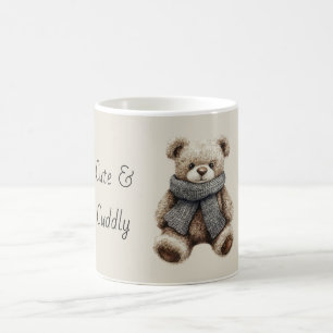 Cute Cuddly Teddy Bear Blue Scarf Coffee Mug