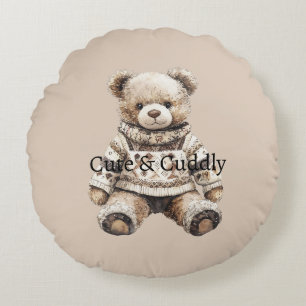 Cute & Cuddly Teddy Bear Round Pillow