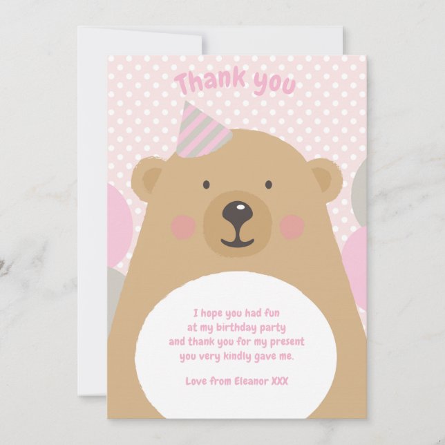 Cute Cuddly Teddy Bear Thank You Note Card (Front)