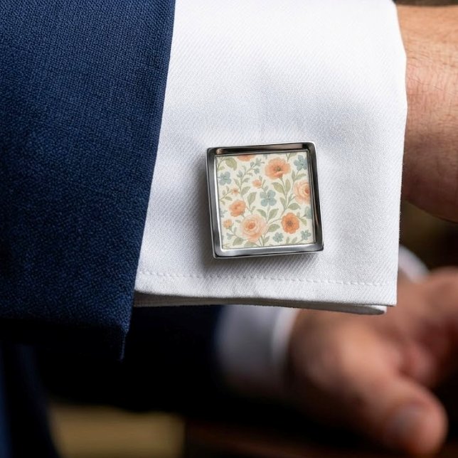 Cute Cufflinks With Shabby Chic French Floral Art (Creator Uploaded)