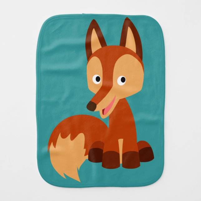 Cute Cunning Cartoon Fox Burp Cloth (Front)