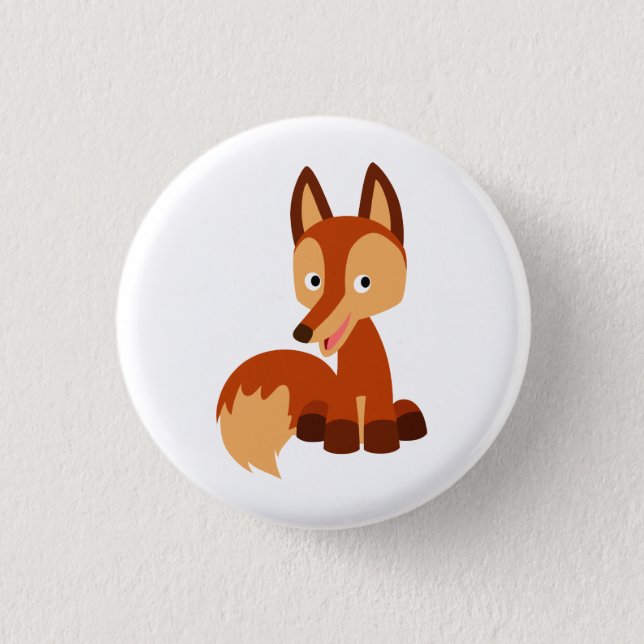 Cute Cunning Cartoon Fox Button Badge (Front)