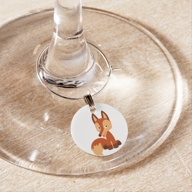 Cute Cunning Cartoon Fox Wine Charm (In Situ)